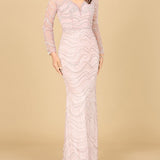 Long Sleeve Lace Fitted Gown