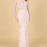 Long Sleeve Lace Fitted Gown