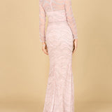 Long Sleeve Lace Fitted Gown