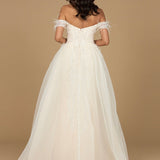 Off Shoulder Gown with Feathers