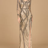 Cascading Beads Long Sleeve Dress - OUTLET