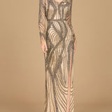 Cascading Beads Long Sleeve Dress - OUTLET