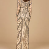 Cascading Beads Long Sleeve Dress - OUTLET