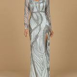 Cascading Beads Long Sleeve Dress - OUTLET