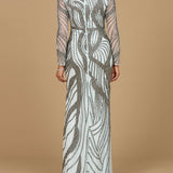 Cascading Beads Long Sleeve Dress - OUTLET