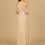 Beaded One Shoulder Dress with Train