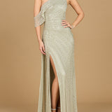 Beaded One Shoulder Dress with Train