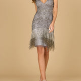 Beaded Fringe Short Cocktail Dress