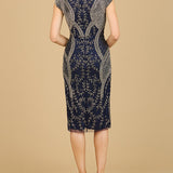 Cap Sleeve Midi Gown with High Neckline