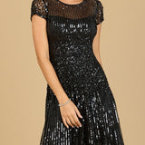 Cap Sleeve Sequin Short Dress