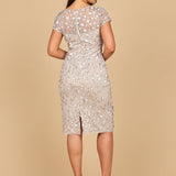 3D Applique Midi Dress with Cap Sleeves