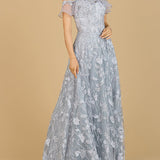 Flutter Off Shoulder Lace Gown