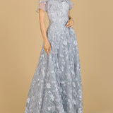Flutter Off Shoulder Lace Gown