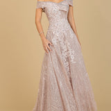 Off Shoulder Embroidered Ballgown