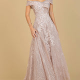Off Shoulder Embroidered Ballgown
