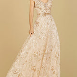 Lace Embellished A-Line Dress