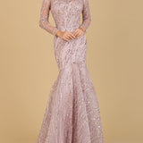 Long Sleeve Mermaid Beaded Gown