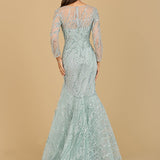 Long Sleeve Mermaid Beaded Gown