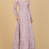 A-line Gown With Long Sleeves, V-Neckline