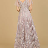 Cape Sleeve V-Neck Gown  - OUTLET
