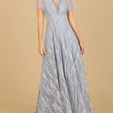 Cape Sleeve V-Neck Gown  - OUTLET