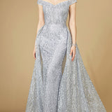 Off Shoulder Overskirt Gown