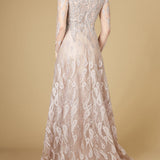 Long Sleeve V-Neck Ballgown  - OUTLET