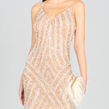 Lara 28859 - Spaghetti Strap Beaded Cocktail Dress