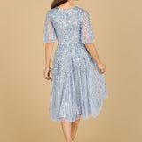 Flowing, Sequin Midi Dress with Short Sleeves | 29221