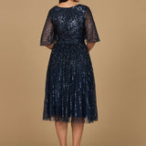 Flowing, Sequin Midi Dress with Short Sleeves | 29221