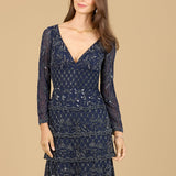 Knee Length, Long Sleeve Cocktail Dress