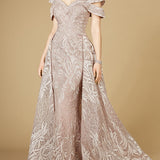 Off Shoulder Mermaid Lace Gown with Overskirt