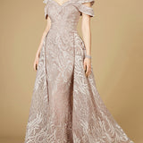 Off Shoulder Mermaid Lace Gown with Overskirt