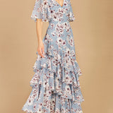 Cape Sleeve Print Dress- OUTLET