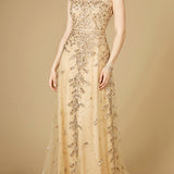 Inspired Lace Gown with Cap Sleeves