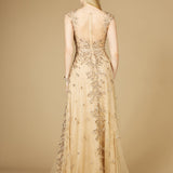 Inspired Lace Gown with Cap Sleeves