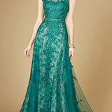 Inspired Lace Gown with Cap Sleeves