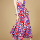 Ruffle Skirt Printed Gown - OUTLET