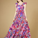 Printed Gown with Ruffle Skirt - OUTLET