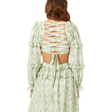 Print Cocktail Short with Cutout and Lace Up Back OUTLET