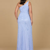One-Shoulder Beaded Gown with Slit