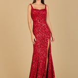 Sweetheart Neckline, Beaded Gown with Slit