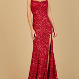 Sweetheart Neckline, Beaded Gown with Slit