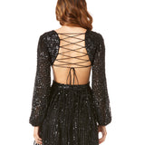 Long Sleeve Cut Out Dress with Lace Up Back