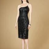 One Shoulder Midi Cocktail Dress - OUTLET