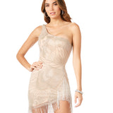 One Shoulder Cocktail Dress with Fringe