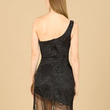 One Shoulder Cocktail Dress with Fringe