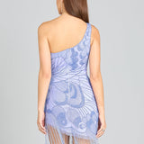 One Shoulder Cocktail Dress with Fringe
