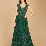V-Neck Beaded Ball Gown OUTLET