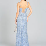 Beaded V Neck Dress with Slit | 29310